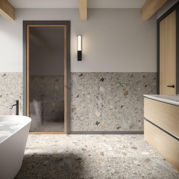 Luxe Terrazzo Earth 47.16 in. x 47.16 in. Terrazzo Look Matte Porcelain Floor and Wall Tile (30.98 sq. ft. / Case)