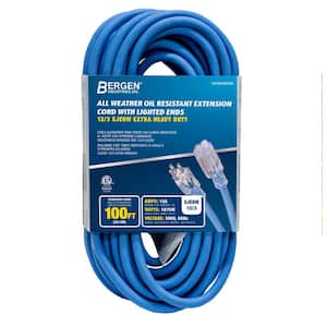 100 ft. 12/3 SJEOW 15 Amp/300-Volt All Weather Heavy-Duty Farm and Shop Extension Cord with Lighted End