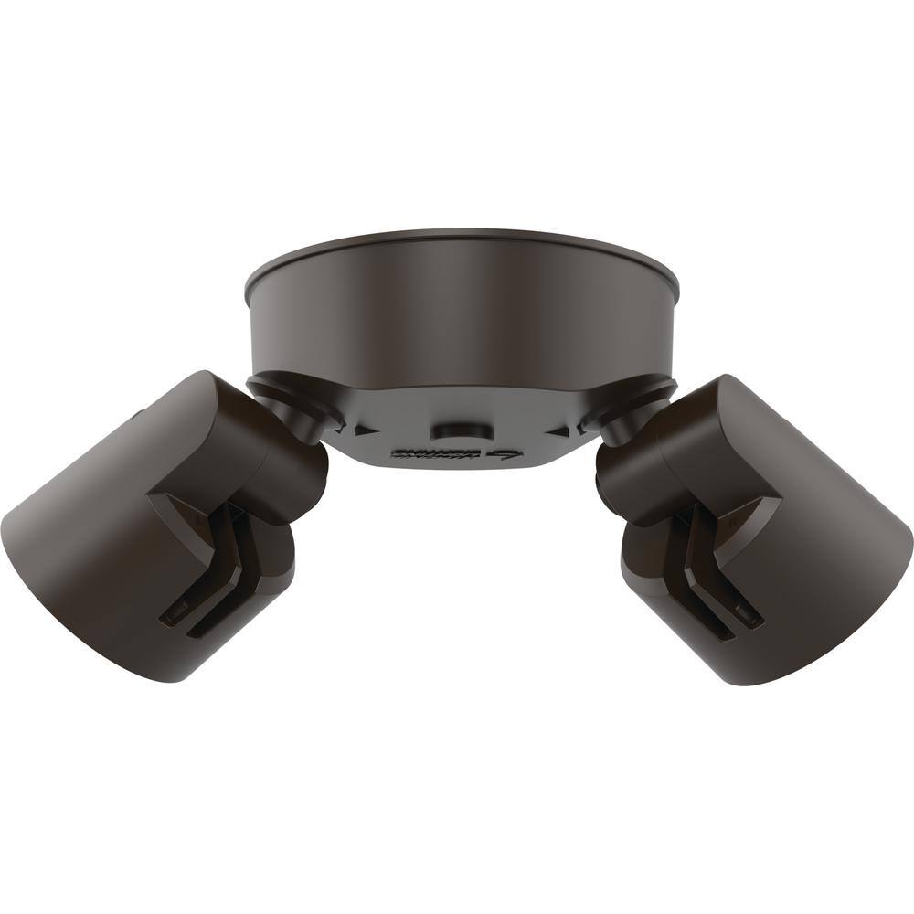 Dark Bronze Dual Head LED Outdoor Security Flood Light