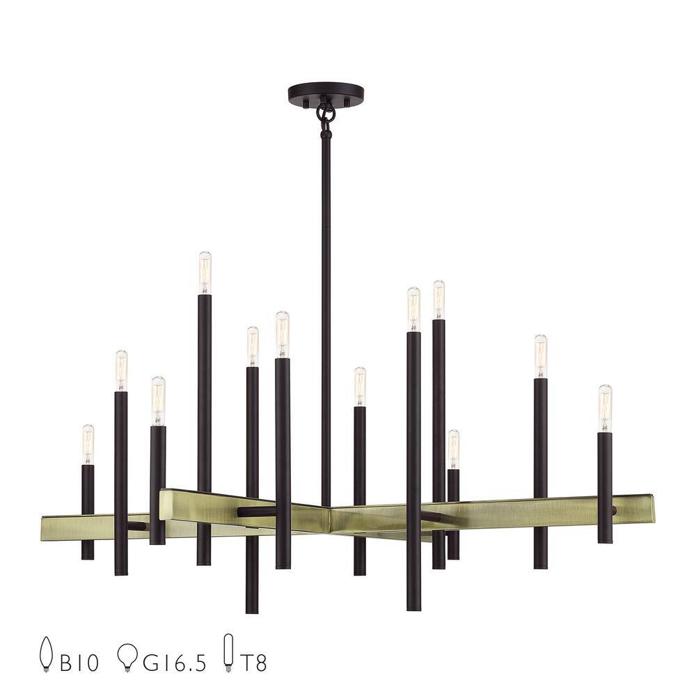 Livex Lighting Denmark 12Light Bronze with Antique Brass Accents