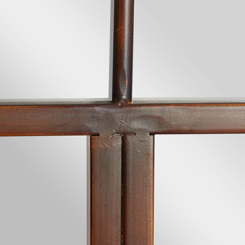Espresso Brown Arched Windowpane Wall Mirror 24" x 48"