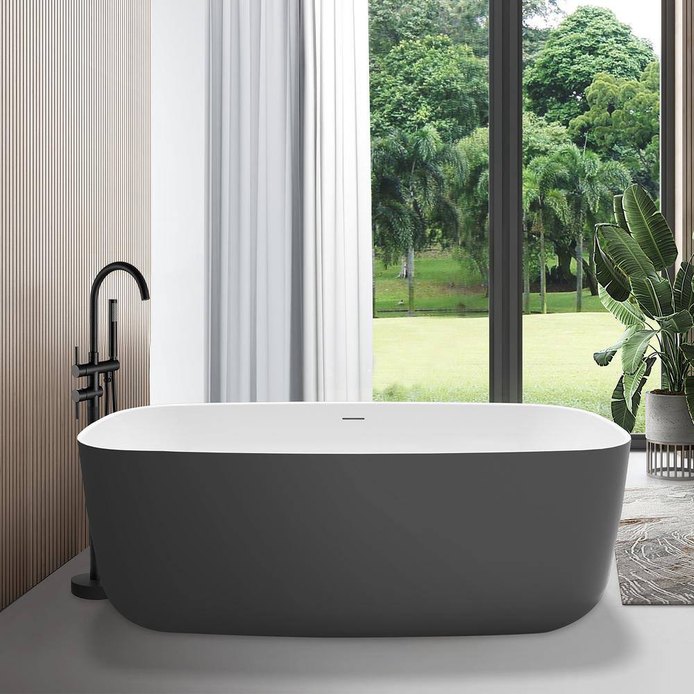 Mokleba Minimalist 59 in. Acrylic Freestanding Flatbottom Gracefully