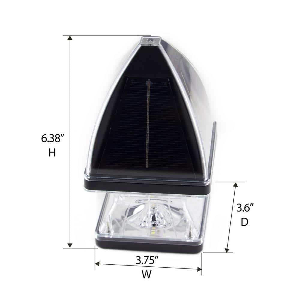 Black Resin Solar LED Post Cap Lights with Dusk to Dawn, 2-Pack