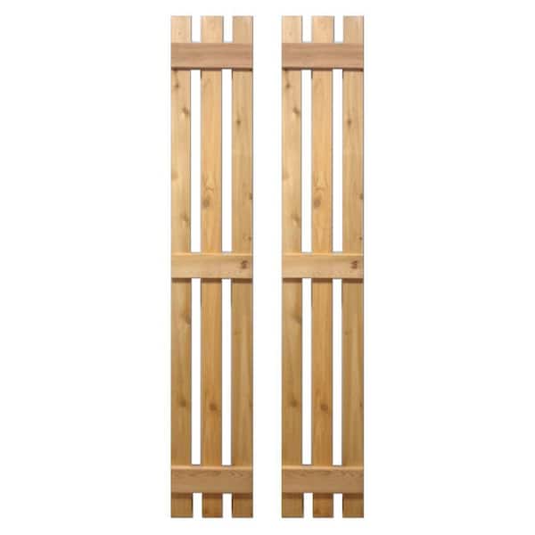 Design Craft MIllworks 15 in. x 48 in. Baton Spaced Board and Batten Shutters Pair Natural-Cedar