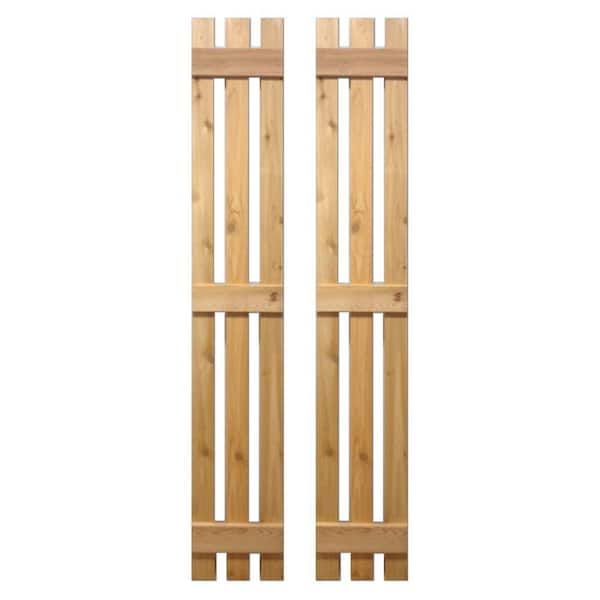 Design Craft MIllworks 15 in. x 67 in. Baton Spaced Board and Batten Shutters Pair Natural-Cedar