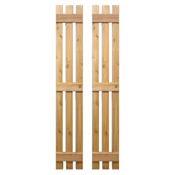 Design Craft MIllworks 12 in. x 72 in. Natural Cedar Baton Spaced Shutters Pair