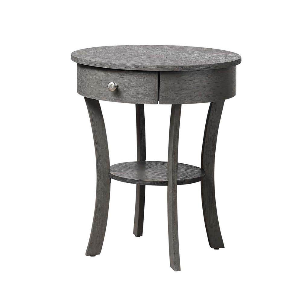 Elegant Round 20'' Wood & Metal End Table with Storage