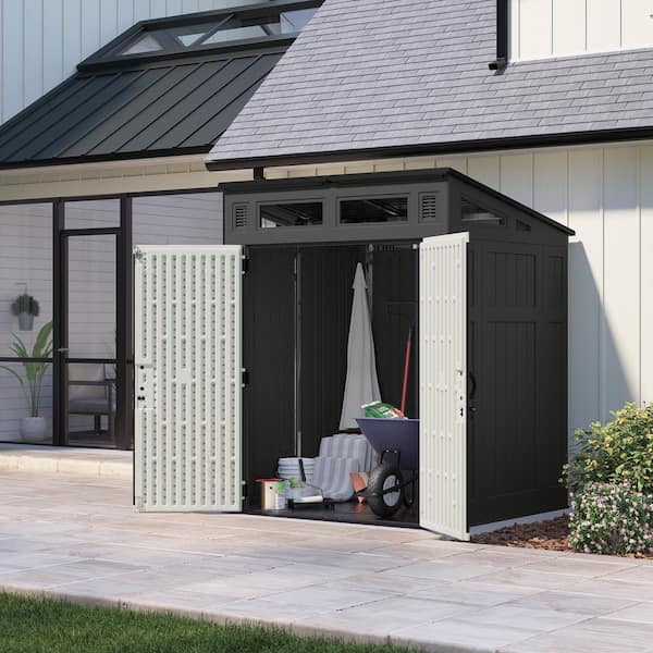 Suncast Modernist 6 ft. x 5 ft. Plastic Vertical Storage Shed with Floor Kit