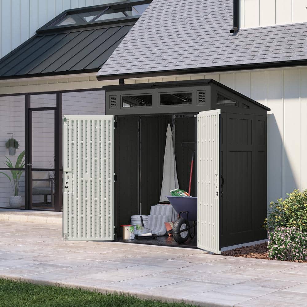 Black Modernist 6x5 ft Storage Shed with Windows