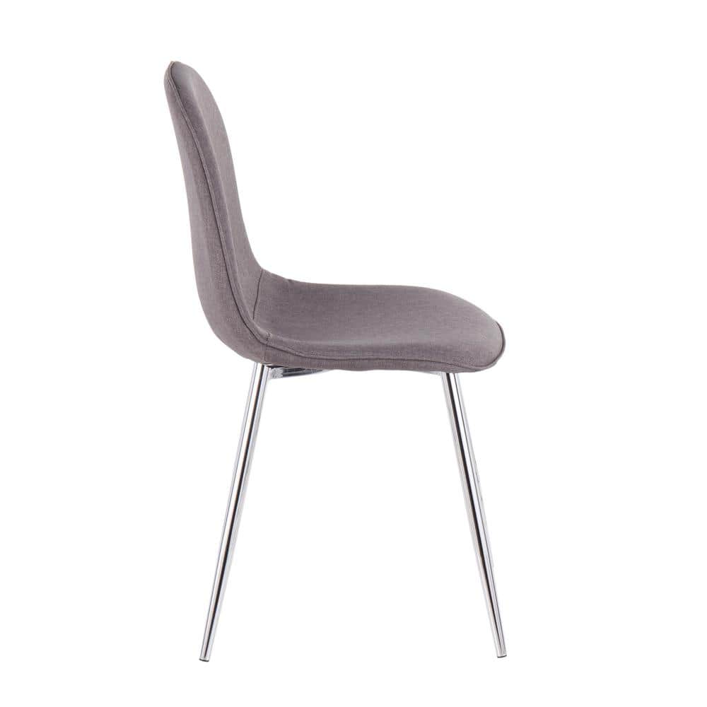 Set of 2 Charcoal Gray Velvet Upholstered Side Chairs with Metal Legs
