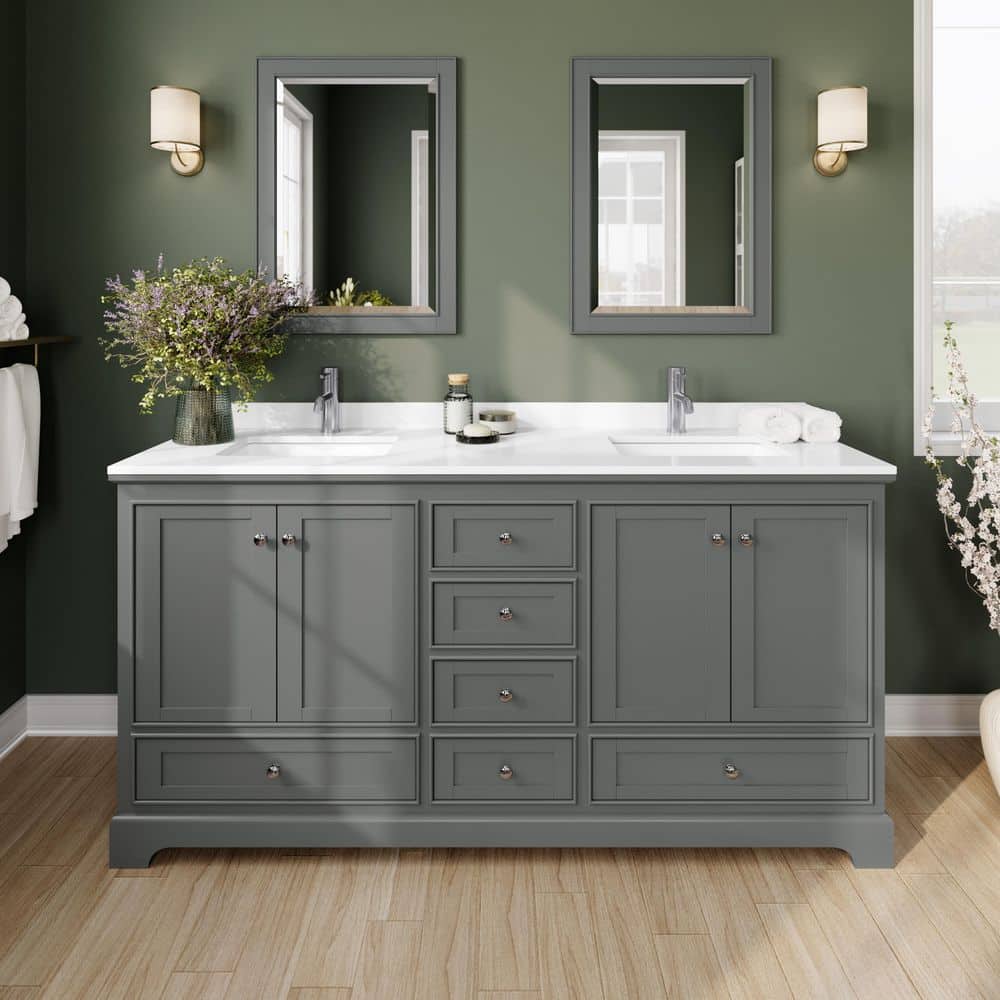 Deborah 72in.Wx22 in.D Double Vanity in Dark Gray with Cultured Marble Vanity Top in White with White Basins price history on PriceWatchPro