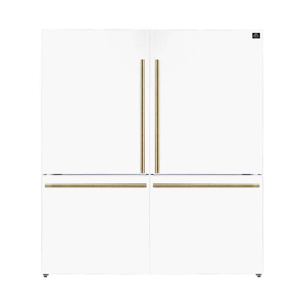 Milano 2-Piece 62 in. Freestanding Bottom Freezer Refrigerator in White, 34.4 cu. ft