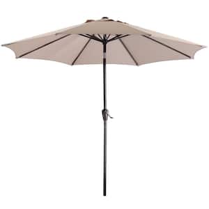 9 ft. Steel Market Tilt Pation Umbrella in Beige with Push Button