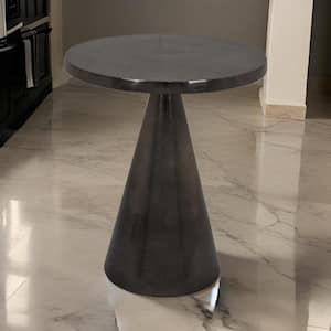 19 in. Black and Gray Round Metal Plant Stand with 1-Tier