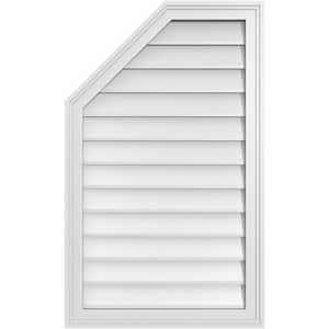 22 in. x 36 in. Octagonal Surface Mount PVC Gable Vent: Decorative with Brickmould Frame