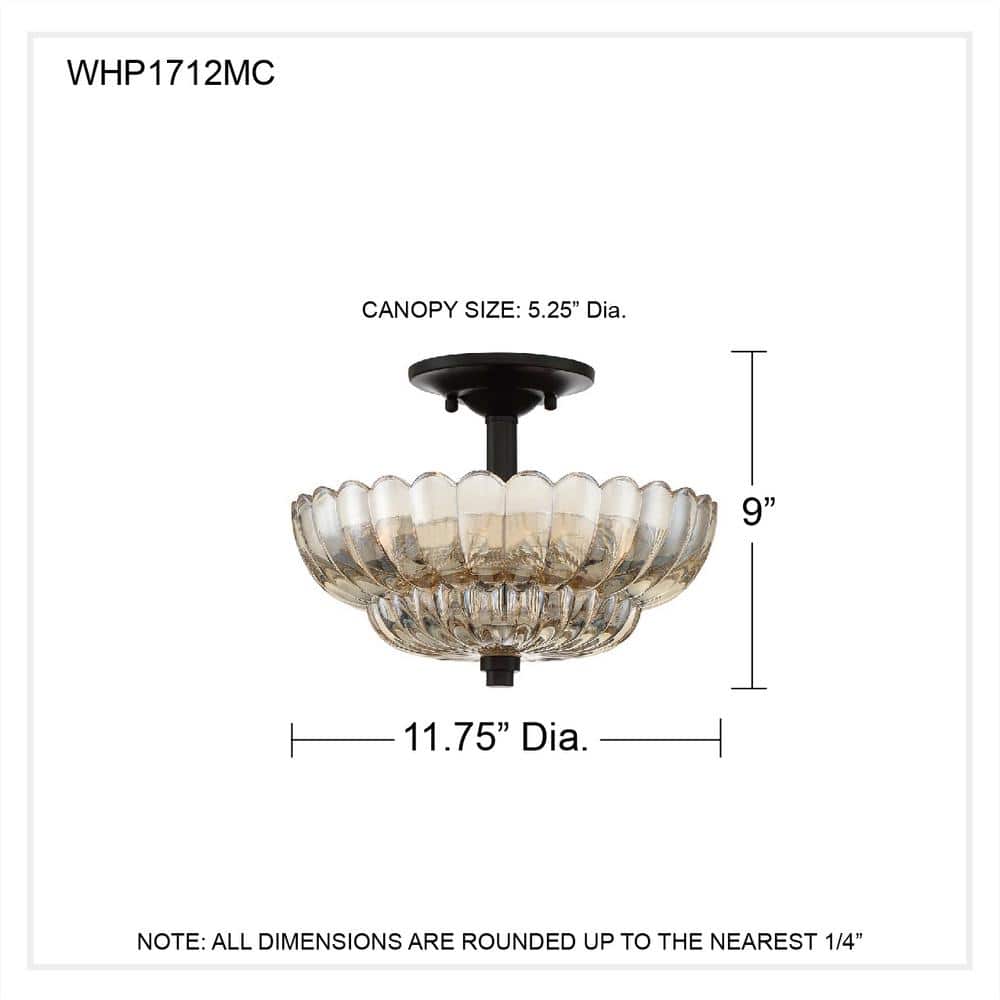 Amber Glass Mottled Cocoa Semi-Flush Mount Light