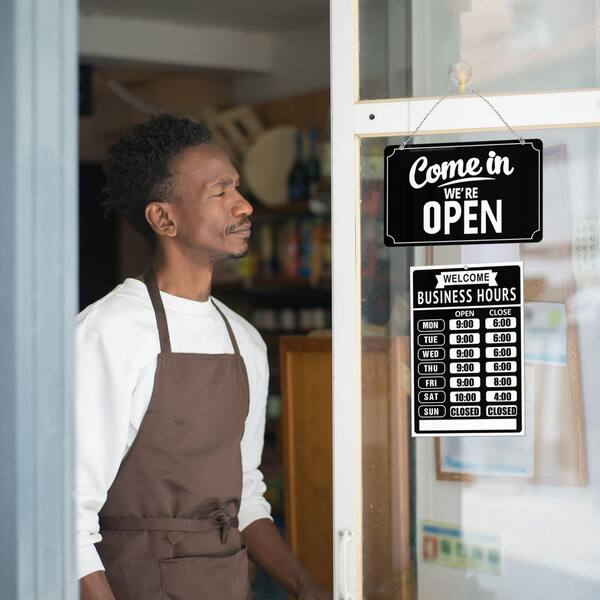 Business Open/Closed Schild Aus Holz – 30x20 Cm Mit Seil, Für Tür Oder Fenster, Café, Laden, Bar