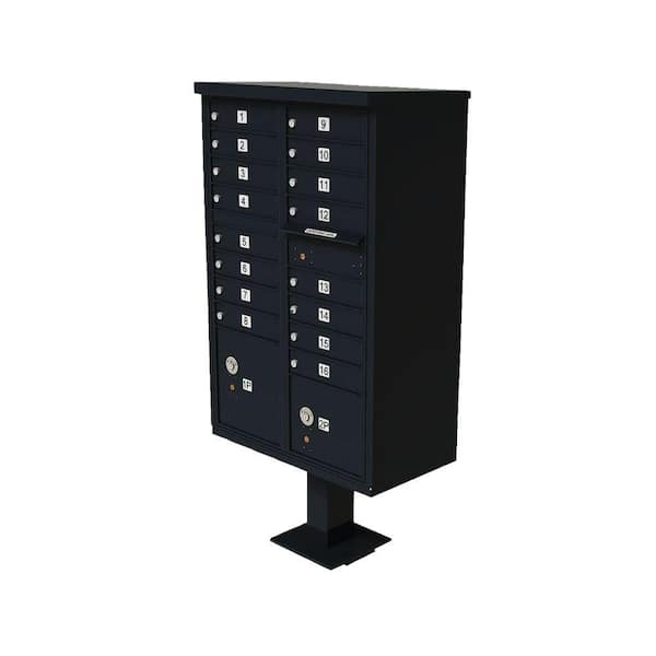 Florence Vital Series Black CBU with 16-Mailboxes, 1-Outgoing Mail Compartment, 2-Parcel Lockers