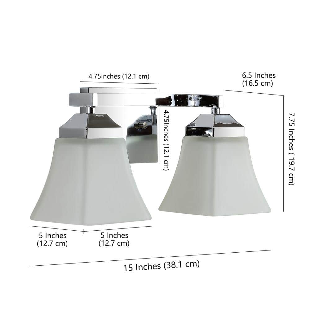 Staunton Chrome 2-Light LED Vanity Light with Glass Shades