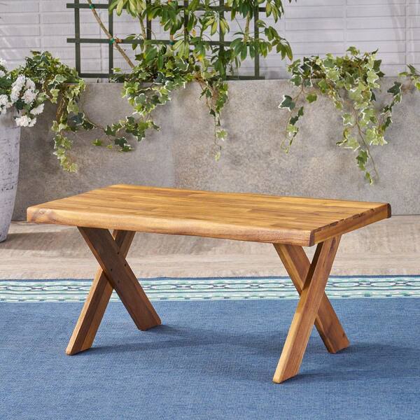 Lycvki Teak Rectangle Acacia Wood Outdoor Coffee Table for Garden