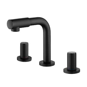 8 in. Widespread Double Handle Deck Mounted Bathroom Faucet in Black
