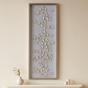 Silver Resin Framed Decoravtive Flower Sadowbox Wall Art 41.75 in. x 15.75 in.