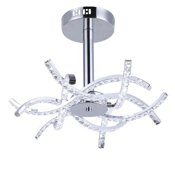 Jefferson 17.7 in. 6-Light Silver LED Semi-Flush Mount