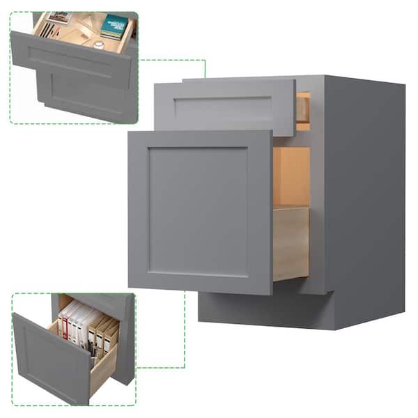 HOMEIBRO Shaker Style Ready to Assemble 2-Drawer File Base Cabinet 18 in. W x 29-1/2 in. H x 21 in. D