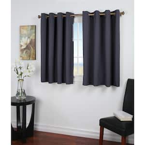 Blue Polyester Solid 56 in. W x 45 in. L Grommet Blackout Curtain