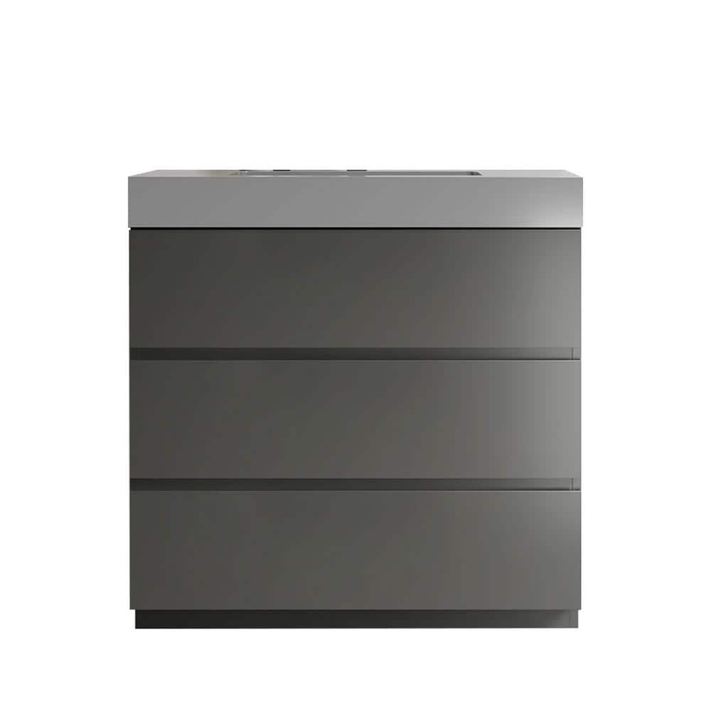 35.8 in. W x 18.1 in. D x 37 in. H Single Sink Freestanding Bath Vanity in 