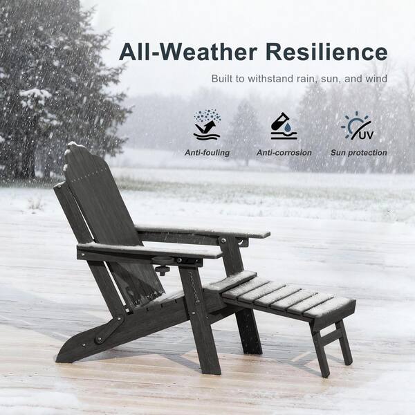 JOYESERY Black Folding HDPE Plastic 3-Position Adjustable Outdoor