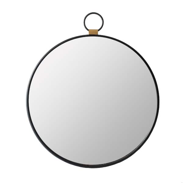Unbranded Timeless Elegance: the 24 in. W x 27.5 in. H Black Frame Minimalist Round Decor Mirror-Your Room's New Best Friend