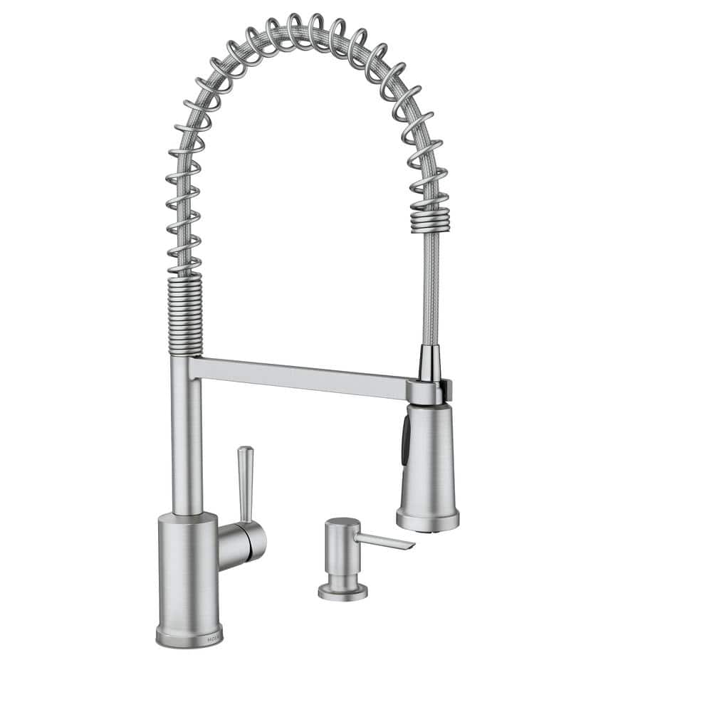 Indi Single-Handle Pre-Rinse Spring Pulldown Sprayer Kitchen Faucet with Power Clean in Spot Resist Stainless