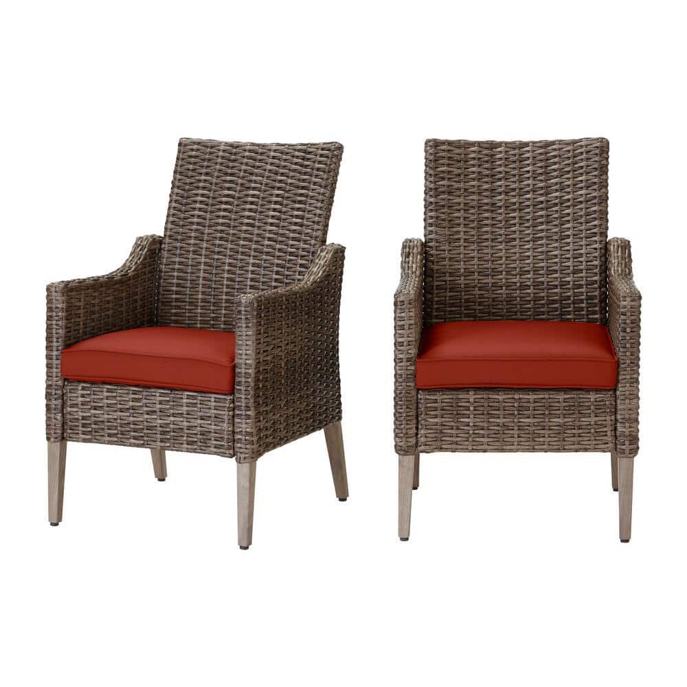 Hampton bay riverbrook espresso brown swivel steel padded sling outdoor patio dining chairs discount