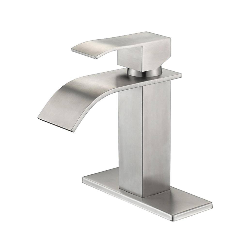 Ultra-wide Waterfall Spout Single Handle Single Hole Bathroom Faucet in Brushed Nickel price history on PriceWatchPro