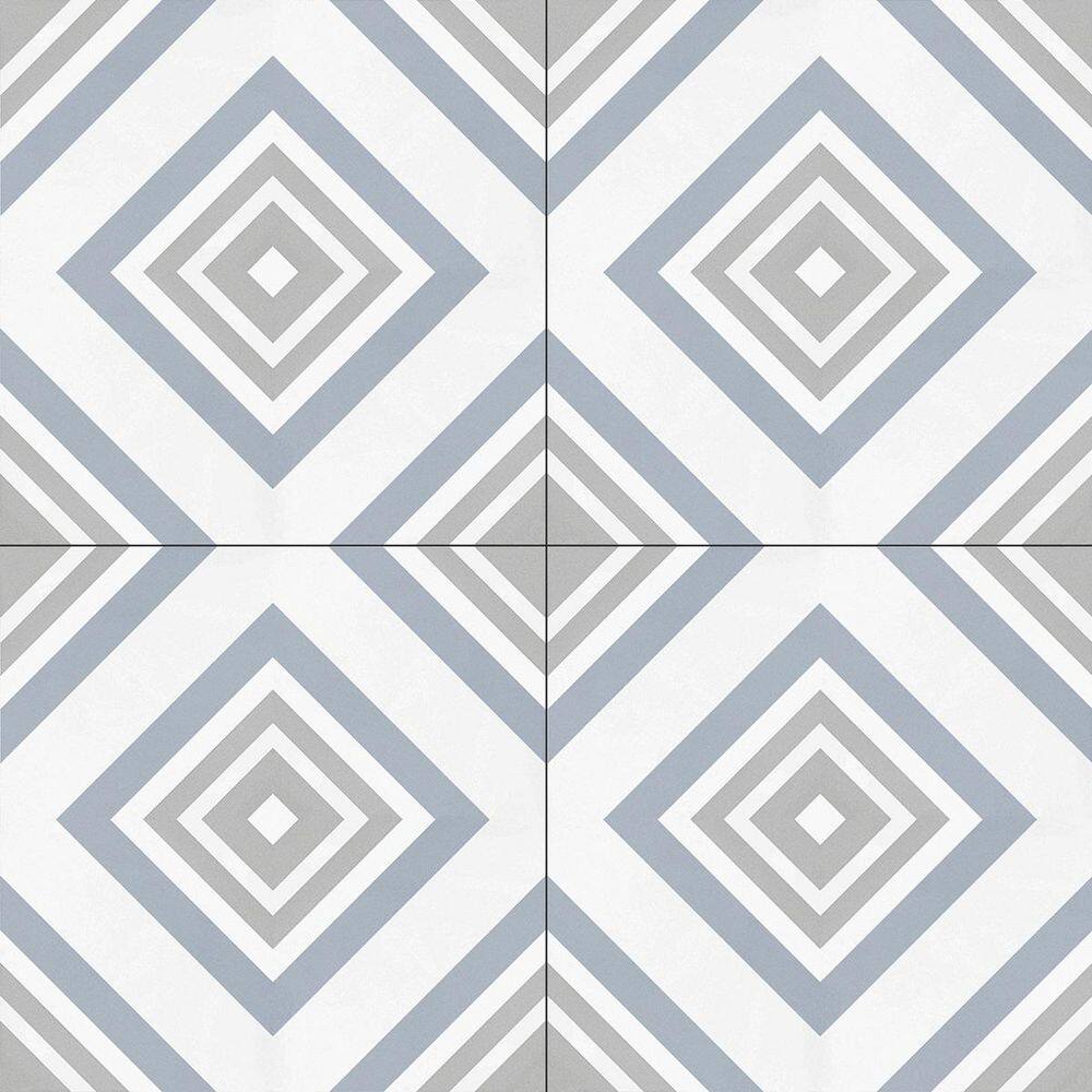 Kosta 8" x 8" Blue and Gray Matte Porcelain Tile