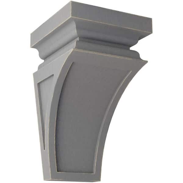 Ekena Millwork 3-1/2 in. x 6 in. x 3-3/4 in. Pebble Grey Mini Nevio Wood Vintage Decor Corbel
