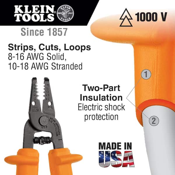Klein Tools 11045 Pince à dénuder/sertir 6-1/4 10-18 plein AWG