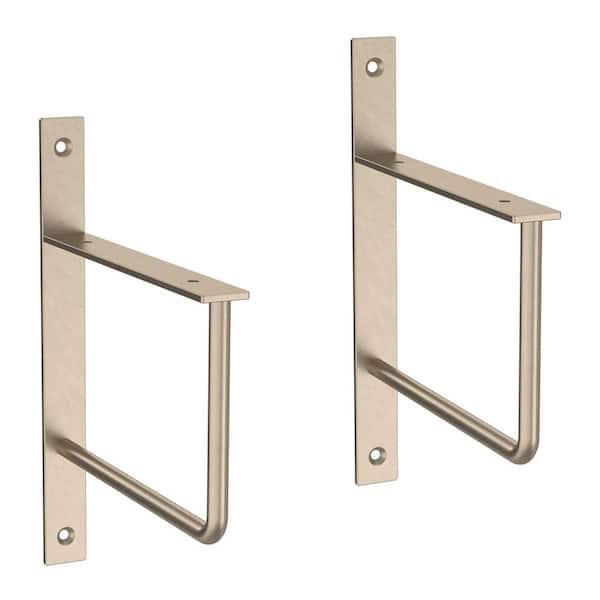 2-Pack 6 in. Nickel Steel U-Shaped Decorative Shelf Bracket