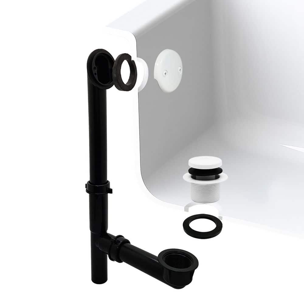 14 in. Black Poly Bath Waste & Overflow with Tip-Toe Drain Plug and 2-Hole Faceplate, Powder Coat White price history on PriceWatchPro
