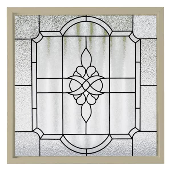 23.5 in. x 23.5 in. Tan Frame Victorian P E Black Caming 1 in. Nail Fin Offset Vinyl Picture Window