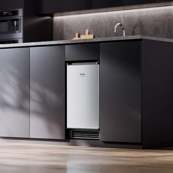 Under counter Built-In Ice Maker 25 lbs. /Day Black Ice Maker Machine 17. 13 in. W with Full Size Cubes Stainless Steel