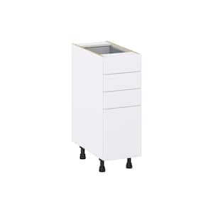 Fairhope Bright White Slab Assembled Base Kitchen Cabinet with 4 Drawer (12 in. W X 34.5 in. H X 24 in. D)