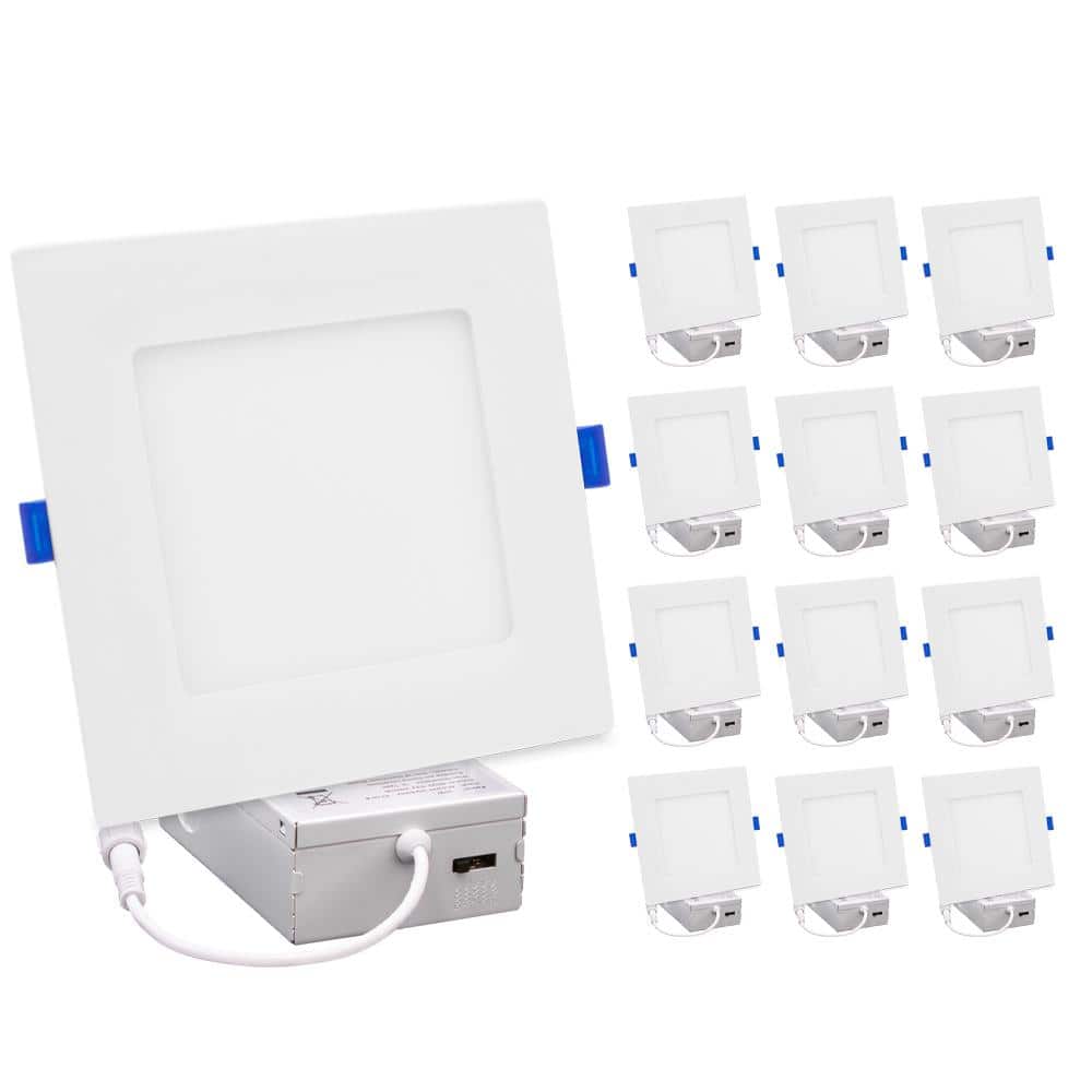 4-Inch White Aluminum Square LED Recessed Downlight Pack