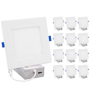 4 in. Sq Ultra Thin LED Downlight, Slim Recessed Canless Light, IC Rated, 750 Lm, 5 CCT Dimmable, J-Box Incl. (12-Pack)