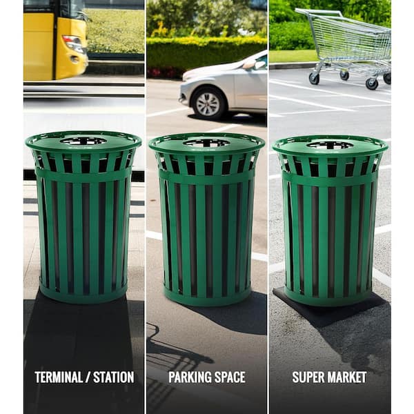 Alpine Industries 38 Gal. Green Outdoor Metal Slatted Commercial