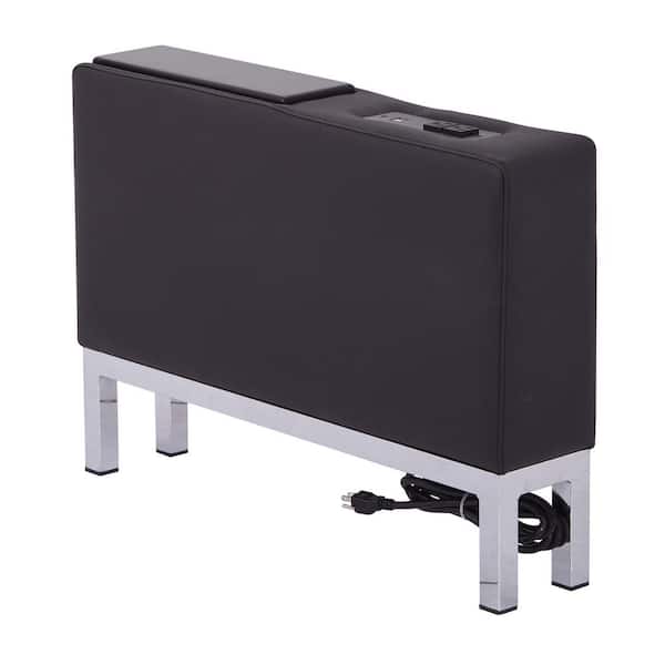 OSP Home Furnishings Wall Street Modular Component with Chrome Base and AC/USB 3.0 Charging Station in Black Faux Leather