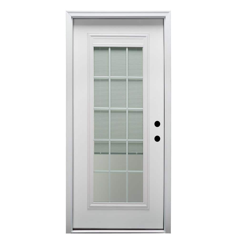 36 in. x 80 in. Internal Blinds/Grilles Left-Hand Inswing Full Lite Clear Primed Fiberglass Smooth Prehung Front Door price history on PriceWatchPro