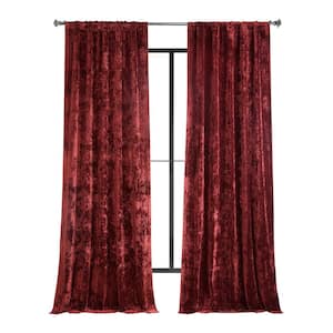 Ruby Red Lush Crush Velvet 50 in. W x 108 in. L - Rod Pocket Room Darkening Curtains (Single Panel)