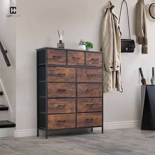 CAPHAUS Rustic Oak 11 Drawer 39.4 in. Wide Dresser